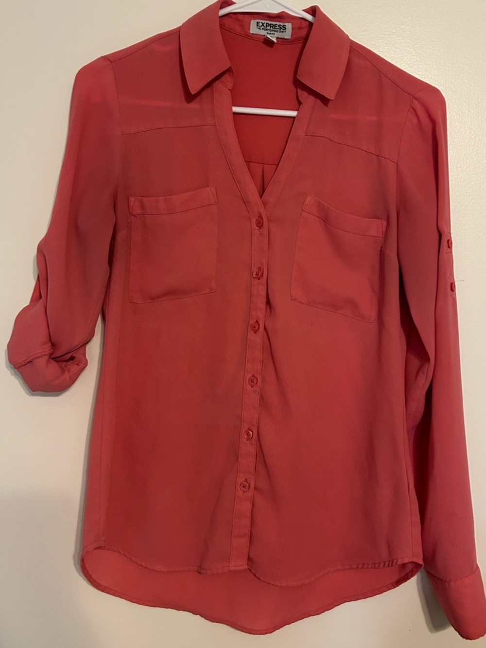 Express Women's Light Pink Portofino Slim Fit Shirt XS